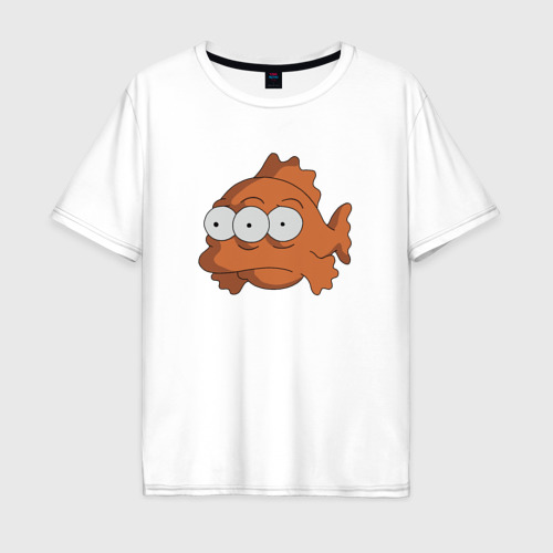Мужская футболка хлопок Oversize Симпсоны блинки трёхглазая рыба, цвет белый