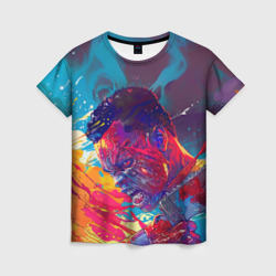 Зомби с пилой в брызгах краски – Женская футболка 3D с принтом купить со скидкой в -26%
