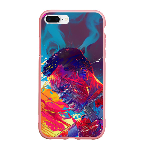 Чехол для iPhone 7Plus/8 Plus матовый Зомби с пилой в брызгах краски, цвет баблгам