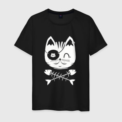 Кот пират с повязкой на глазу – Мужская футболка хлопок с принтом купить со скидкой в -20%