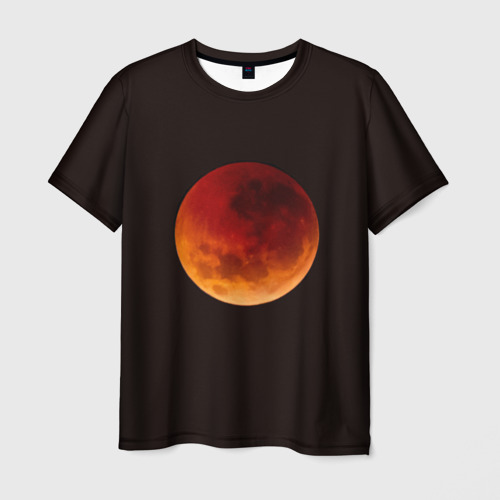 Мужская футболка с принтом Луна на черном фоне, вид спереди №1