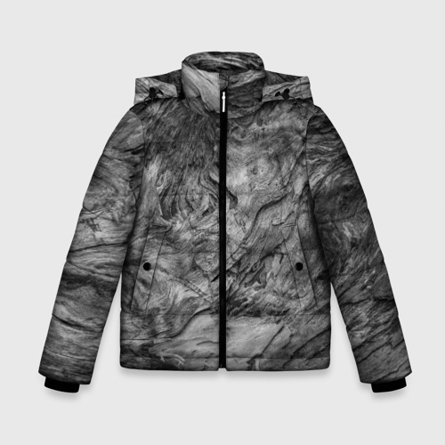 Зимняя куртка для мальчиков с принтом Текстура древесины, вид спереди №1