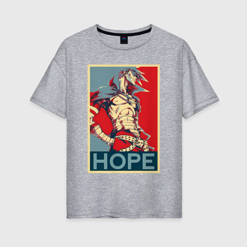 Женская футболка хлопок Oversize Камина Гуррен Дан - hope, цвет меланж