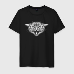 Мужская футболка хлопок Злобный кот шипит