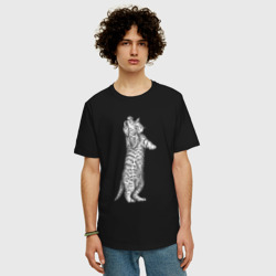 Мужская футболка хлопок Oversize Котёнок играется - фото 2