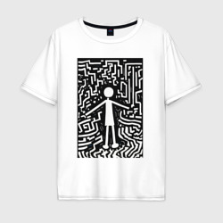 Мужская футболка хлопок Oversize Челик черно-белая абстракция