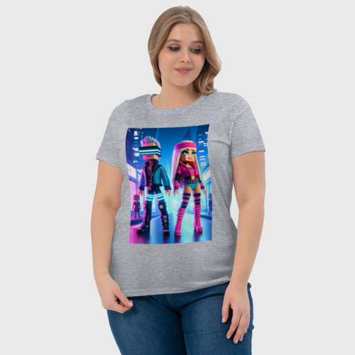 Женская футболка хлопок Ken and Barbie - Minecraft, цвет меланж - фото 6
