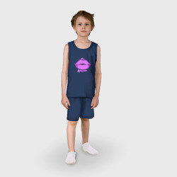 Детская пижама с шортами хлопок Губы в ярко-фиолетовом цвете - ms. крутая - фото 2