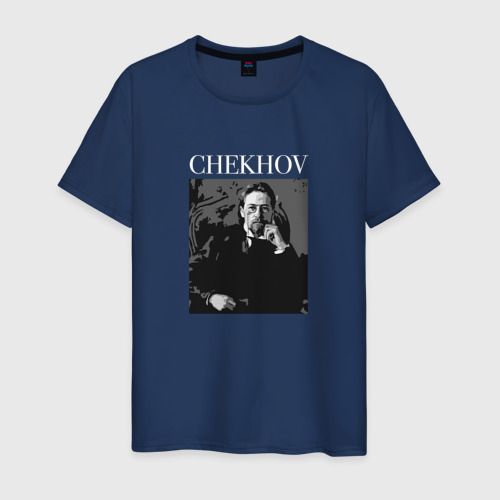 Мужская футболка из хлопка с принтом Антон Чехов портрет, вид спереди №1