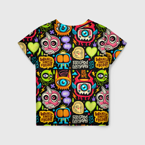 Детская футболка 3D Feel good every day motivation monsters pattern, цвет 3D печать - фото 2