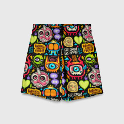 Детские спортивные шорты 3D Feel good every day motivation monsters pattern