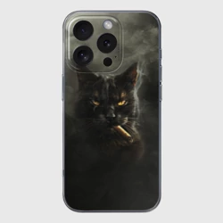 Чехол для iPhone 16 Pro Max силиконовый с защитой камеры Кот - Бегемот