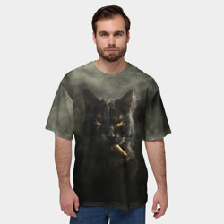 Мужская футболка oversize 3D Кот - Бегемот - фото 2