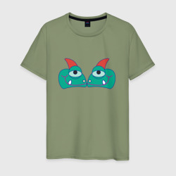 Две глазастые ящерицы – Мужская футболка хлопок с принтом купить со скидкой в -20%