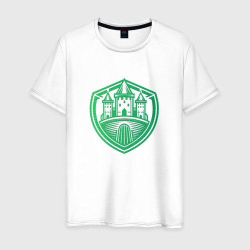 Мужская футболка из хлопка с принтом Логотип Рыцарского замка, вид спереди №1