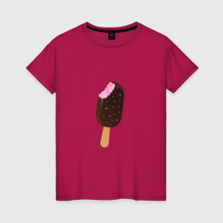 Женская футболка хлопок Откусанное эскимо на палочке