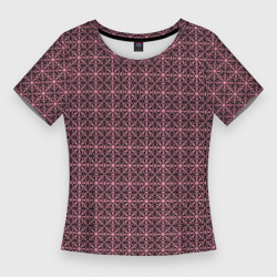 Тёмно-розовый цветочный узор паттерн – Женская футболка 3D Slim с принтом купить