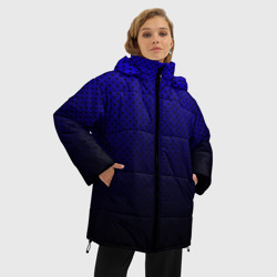 Женская зимняя куртка Oversize Чёрно-синий в горошек - фото 2