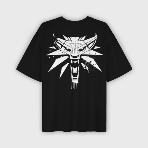 Мужская футболка oversize 3D Логотип волка с подтеками - Ведьмак 3, цвет 3D печать - фото 2