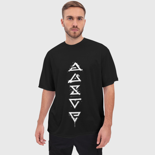 Мужская футболка oversize 3D Логотип волка с подтеками - Ведьмак 3, цвет 3D печать - фото 3