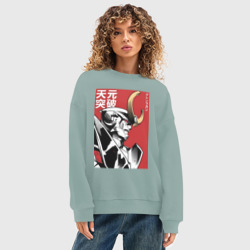 Женский свитшот oversize без начеса хлопок Гуррен-Лаганн пронзающий небеса - фото 2