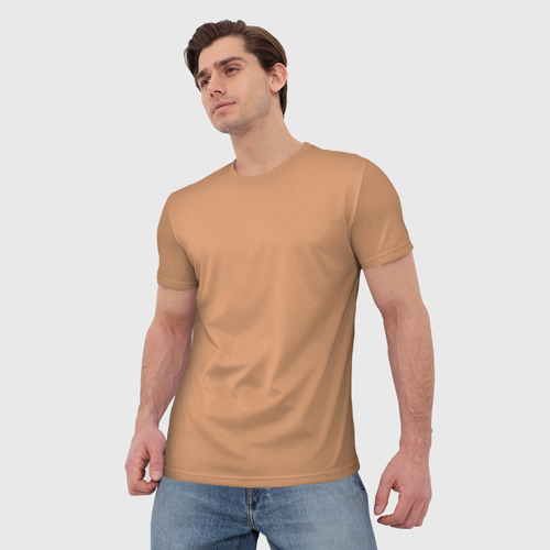 Мужская футболка 3D Однотонный бежевый цвет загара, цвет 3D печать - фото 3