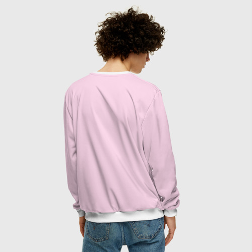 Мужской свитшот 3D Однотонный светло-розовый, цвет белый - фото 4