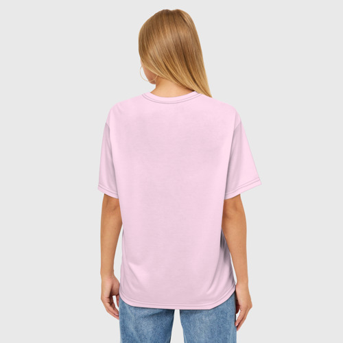 Женская футболка oversize 3D Однотонный светло-розовый, цвет 3D печать - фото 4