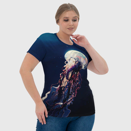 Женская футболка 3D Кудрявые щупальца медузы, цвет 3D печать - фото 6