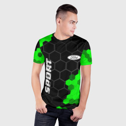 Мужская футболка 3D Slim Ford green sport hexagon - фото 2