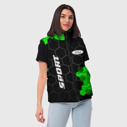 Женский жилет утепленный 3D Ford green sport hexagon - фото 2