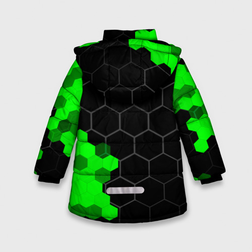 Зимняя куртка для девочек 3D Ford green sport hexagon, цвет черный - фото 2