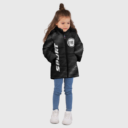 Зимняя куртка для девочек 3D с принтом Fiat sport metal, вид сбоку #3
