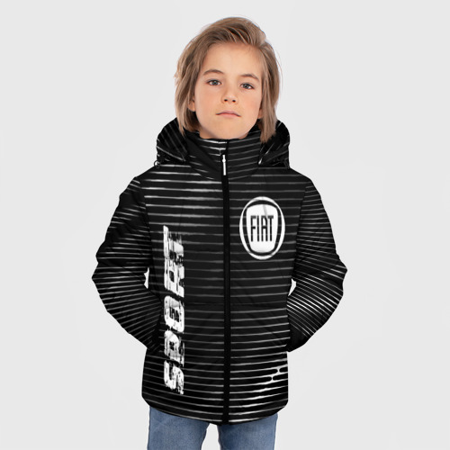 Зимняя куртка для мальчиков 3D с принтом Fiat sport metal, фото на моделе #1