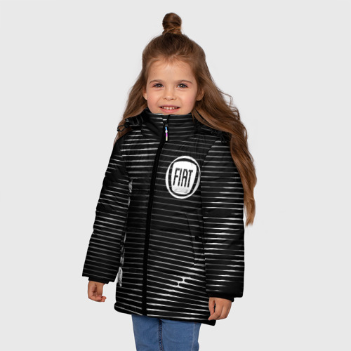 Зимняя куртка для девочек 3D с принтом Fiat sport metal, фото на моделе #1