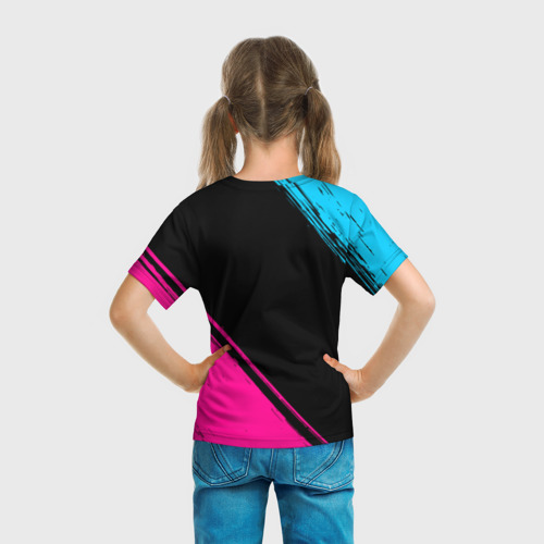 Детская футболка 3D Leicester City - neon gradient вертикально, цвет 3D печать - фото 6