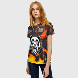 Женская футболка 3D Burzum рок панда и огонь - фото 2