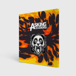 Холст квадратный Asking Alexandria рок панда и огонь