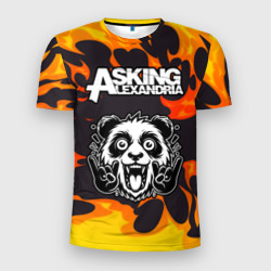 Мужская футболка 3D Slim Asking Alexandria рок панда и огонь