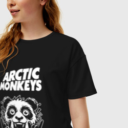 Женская футболка хлопок Oversize Arctic Monkeys rock panda - фото 2