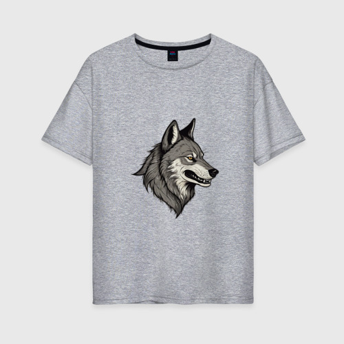 Женская футболка хлопок Oversize с принтом Рисунок волка, вид спереди #2