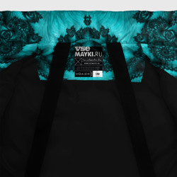 Куртка с принтом Узорные бирюзовые фракталы для любого человека, вид спереди №5. Цвет основы: черный
