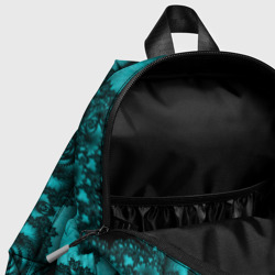 Рюкзак с принтом Узорные бирюзовые фракталы для ребенка, вид на модели спереди №4. Цвет основы: белый