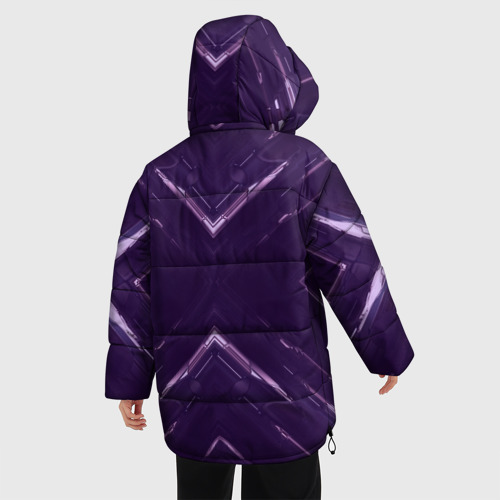 Женская зимняя куртка 3D с принтом Космические треугольники икс, вид сзади #2