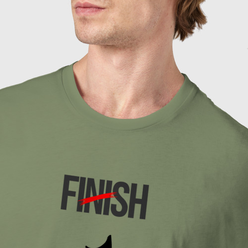Мужская футболка хлопок Finish, скелеты рыб, цвет авокадо - фото 6