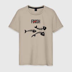 Мужская футболка хлопок Finish, скелеты рыб