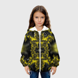 Куртка с принтом Геометрические фракталы для ребенка, вид на модели спереди №3. Цвет основы: белый