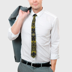 Галстук с принтом Геометрические фракталы для мужчины, вид на модели спереди №3. Цвет основы: белый