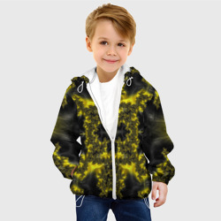 Куртка с принтом Геометрические фракталы для ребенка, вид на модели спереди №2. Цвет основы: белый