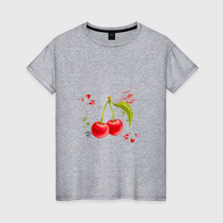 Вишня с брызгами – Женская футболка хлопок с принтом купить со скидкой в -20%